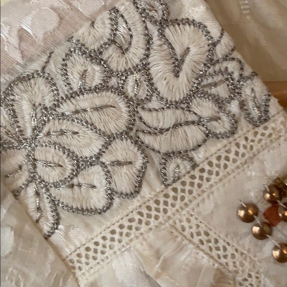 Embellished Anthropologie boho cotton blouse sz4 - Picture 3 of 10